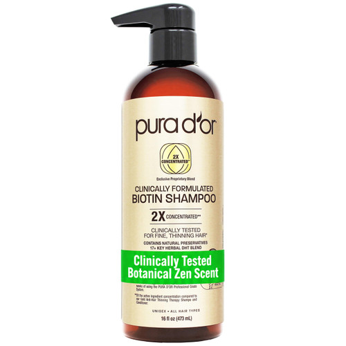 PURA D'OR Clinically Formulated Biotin Shampoo for Thinning Hair, 16oz