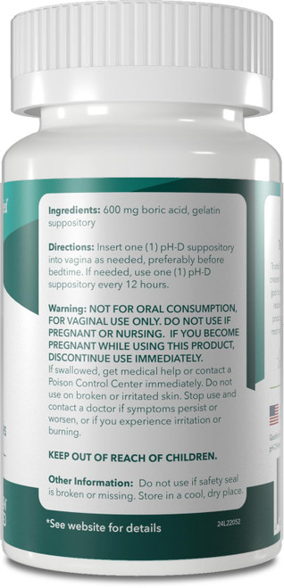 pH-D Feminine Health Support - Boric Acid Starter Bundle - pH-D Boric Acid Vaginal Suppositories 72 Count and 5 Vaginal Suppository Applicators