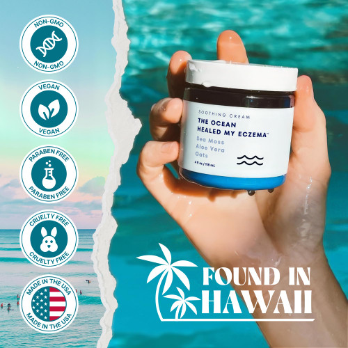 The Ocean Healed My Eczema Natural & Soothing Eczema Cream - Hydrating & Nourishing Psoriasis Cream with Sea Moss & Colloidal Oatmeal - Quick Absorbing Anti Itch for Dry Sensitive Skin (4oz)