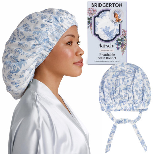 Kitsch x Bridgerton Satin Bonnet for Sleeping - Garden Toile