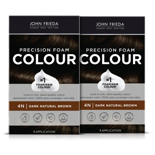 John Frieda Precision Foam Colour Dark Natural Brown 4N, 2 Pack
