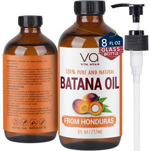 Batana Hair Growth Oil 8 Fl Oz Glass Bottle For Strong and Shiny Hair