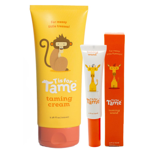 T is for Tame Kids' Hair Taming Cream & On-the-Go Flyaway Wand Bundle