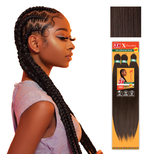 Sensationnel X-Pression Prestretched Braids-3X 58in,3pk 4 MEDBROWN