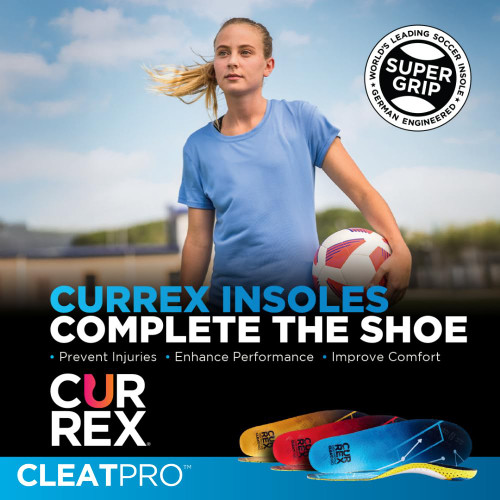 CURREX CLEATPRO - Thin, Arch Support Insoles, Comfort, Cushion & Stability in Cleats, Soccer, Football, Baseball, Softball, Super Grip for Control, Shock Absorbing Inserts, Men & Womenn (Low Arch, XL)