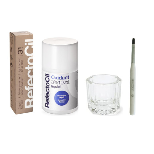 RefectoCil Hair Tinting Kit – Cream Dye + Liquid Developer – Light Brown