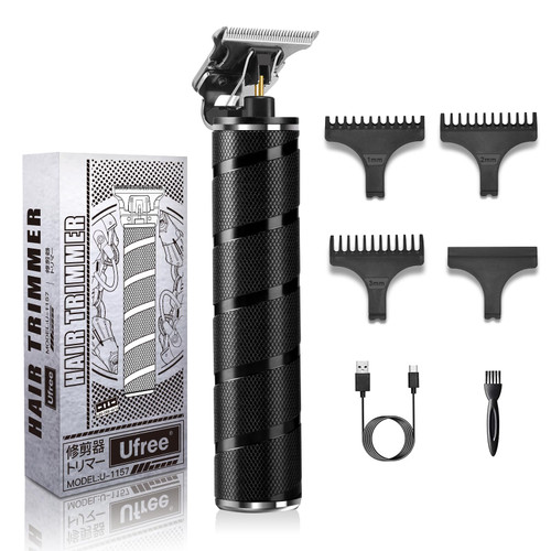 Ufree Mens Beard Trimmer, Zero Gapped T Blade Liners, Cordless Hair Clippers, Electric Razor Shavers for Men, Grooming Kit for Hair Cutting, Gifts for Men(Black)