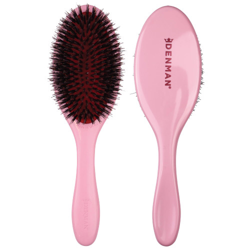 Denman Boar Bristle Hair Brush Pink Crush – Smoothing & Shine Enhancing for Slick Back Styles, Curl Defining & Detangling. D81M Hairbrush with Natural Bristles for all Hair Types for Women & Men