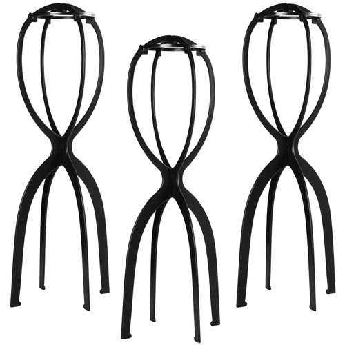 Dreamlover Wig Stand Tall 19.7 Inches for Long Wigs, Black, 3 Pack