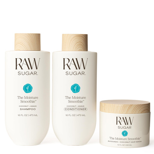 Raw Sugar The Moisture Smoothie Bundle - Shampoo, Conditioner & Hair Mask, Hair Care for Dry Damaged Hair, Formulated without SLS/SLES & Parabens