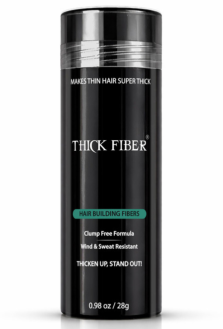 THICK FIBER Hair Fibers for Women & Men with Thinning Hair, (Black), 28g, Hair Loss Concealer, Covers Bald Spots, Hairline & Sparse Areas, Natural Fuller Looking Hair