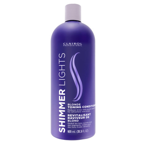 Clairol Professional Shimmer Lights Purple Conditioner, 31.5 fl. Oz Neutralizes Brass & Yellow Tones For Blonde, Silver, Gray & Highlighted Hair Packaging May Vary