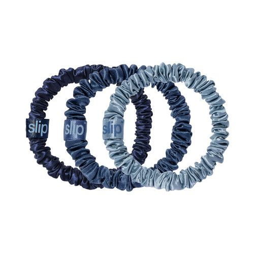 SLIP Silk Hair Ties, Sea Skinny Scrunchies, Set of 3 | Anti-Damage
