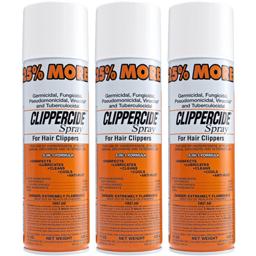CLIPPERCIDE 5-in-1 Clipper Disinfectant Spray 15oz, 3 Pack | Cleans, Lubricates, Cools, Prevents Rust & Disinfects | Professional Clipper Spray for Barbers, Stylists & Pet Groomers | Made by BARBICIDE