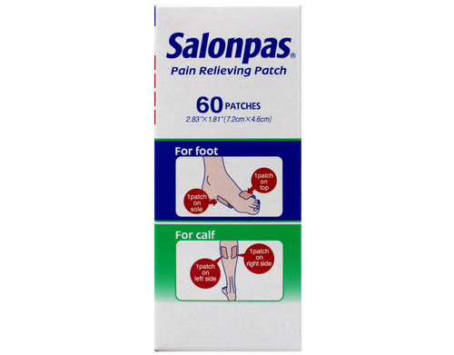 Salonpas Pain Relieving Patches 2.83" x 1.81" 60 Count, Pack 3