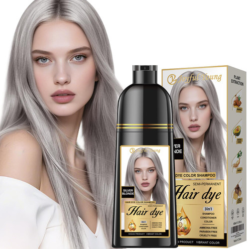 Joyful Young Hair Dye Shampoo 3-in-1, Silver Blonde, Gray Hair Coverage