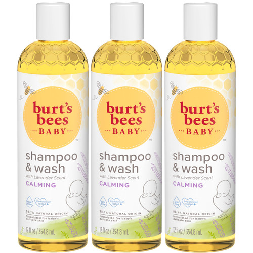 Burt's Bees Baby Shampoo and Body Wash with Lavender, Calming Tear Free Baby Soap, 98% Natural Origin, 12 Fl Oz (Pack of 3)