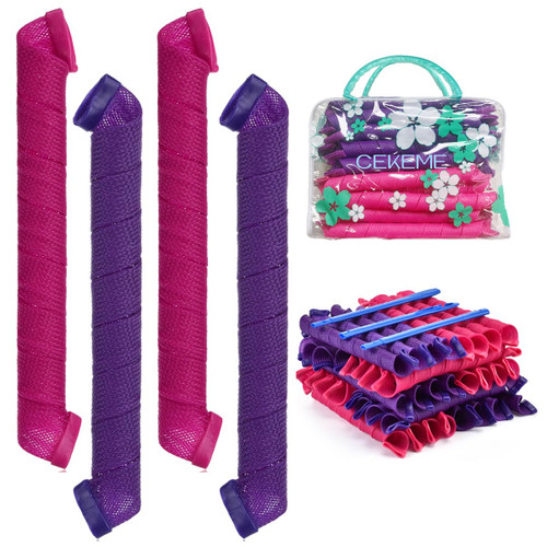 40pcs Heatless Spiral Hair Rollers with Styling Hooks, 22inch/55cm, No Heat Damage, DIY Kit for Long & Medium Hair