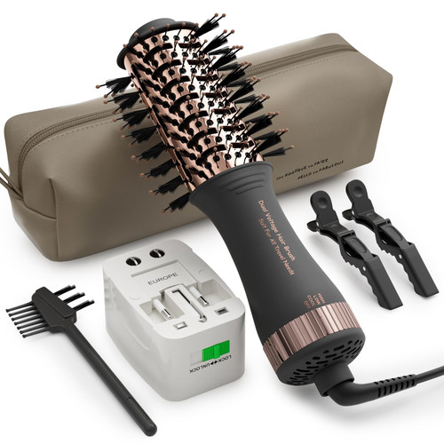 Dual Voltage Blow Dryer Brush Travel Hair Dryer Brush in One, 110-240V