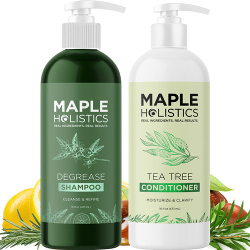 Shampoo and Conditioner for Oily Hair and Scalp - Sulfate and Paraben Free Shampoo and Conditioner Set for Oily Hair Care with Deep Cleansing Tea Tree Oil - Color Safe & Cruelty Free (16 Fl Oz)