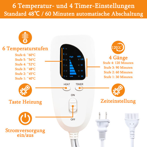 VANKADA Heating Pad Electric Heat Pad, Hot Heated Pad,Multiple Temp and Timer Settings,Suitable for Shoulders, Neck, arms, Abdomen, Back, Legs, etc. (Gray Green, 40"X20")
