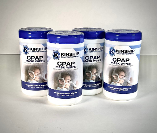 Kinship Comfort Brands CPAP Mask Cleaning Wipes, Unscented and Lint Free Cleanser to Clean Filters, Tubes and BIPAP Machines, 300 Wipes, 4 Canisters