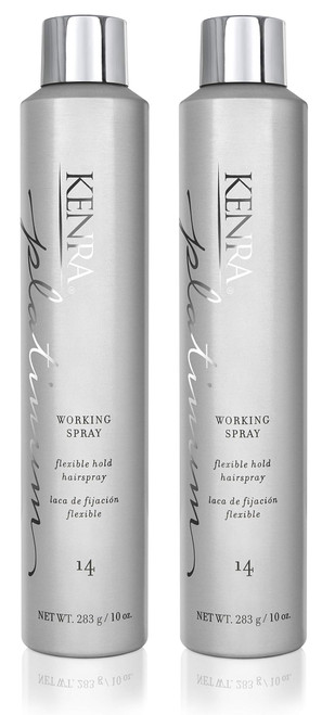 Kenra Professional Platinum Working Spray 14 50% | Flexible Hold Hairspray | Fast-Drying, Non-Sticky | Creates Volume & Texture | Leaves Hair With Frizz-Free Shine | All Hair Types | 10 oz (2-Pack)