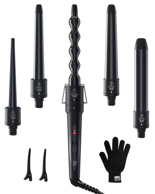 Ohuhu 5 in 1 Curling Wand Set, 0.35"-1.25" Interchangeable Ceramic Barrels