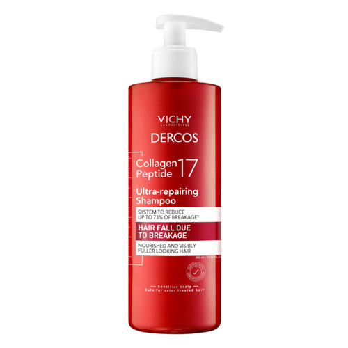 VICHY Dercos Ultra-Repairing Bond Repair Hair Shampoo, Strengthens, 13oz