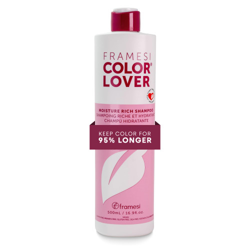 Framesi Color Lover Moisture Rich Shampoo - Hydrating Shampoo for Color Treated Hair - Sulfate Free Shampoo for Dry Hair - Moisturizing Shampoo with Quinoa, Aloe Vera, Shea Butter (16.9 Fl Oz)