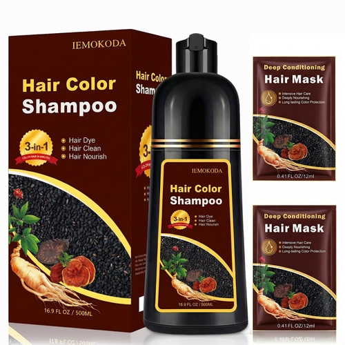 Hair Dye Shampoo for Gray Hair, Natural 100% Gray Coverage Color Shampoo