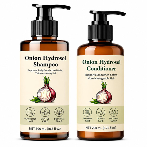 Onion Hydrosol Shampoo and Conditioner, Onion Shampoo for Hair Growth - With Rosemary and Biotin - Thickening Products for Women and Men, Thinning Hair Care - Sulfate Free, 10.5 fl oz + 6.76 fl oz