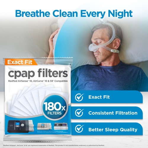 resplabs CPAP Filters for ResMed AirSense 10 and AirCurve 10-180 Pack Disposable Replacement Filters - Also Fits S9 Series - 3+ Year Supply