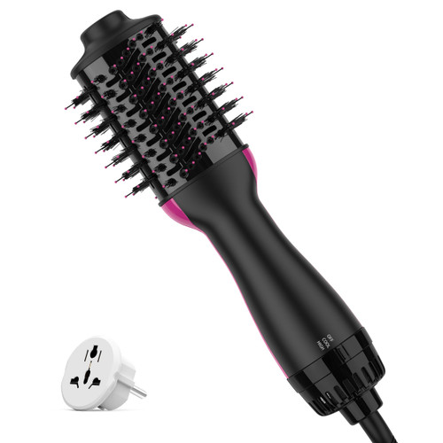 UMEELY Dual Voltage Hair Dryer Brush, Mini Travel Hot Air Blow Dryer Brush