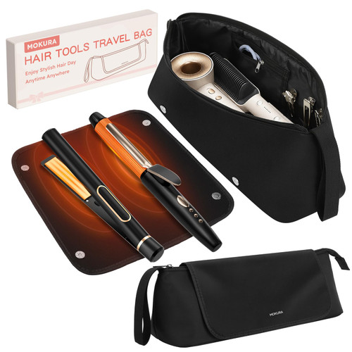 MOKURA Hair Tools Travel Bag with Heat Resistant Mat Fits flat irons