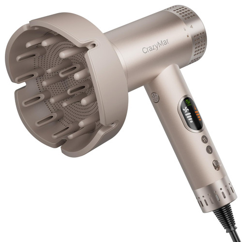 CrazyMar High Speed Ionic Hair Dryer with Diffuser, LED Display