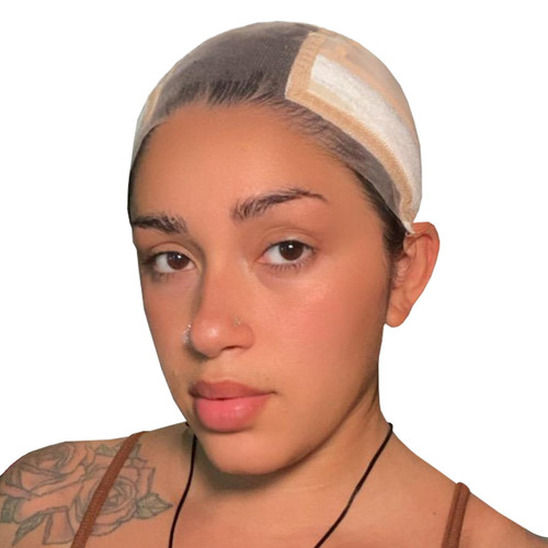 LABHAIRS Wig Cap with Grip Band for Keeping Wigs in Place, More Full Cap-wide Transparent Lace for Lace Front Wigs - Brown/Black/Nude Non Slip Cap Make Your Wig Be Glueless (Nude-M)