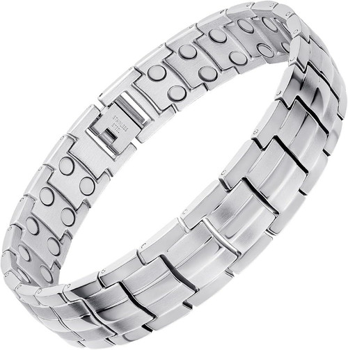 MagnetRX® Ultra Strength Magnetic Bracelet - Effective Stainless Steel Magnetic Bracelets for Men - Adjustable Bracelet Length with Sizing Tool for Perfect Fit (Silver)