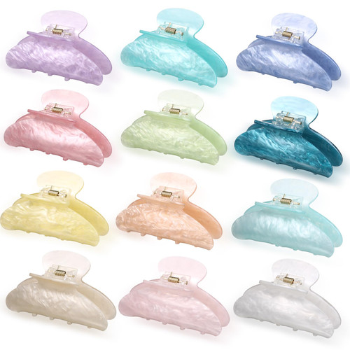 Yuxung 12 Pcs Large Hair Claw Clips,Candy Colors,Cute Style