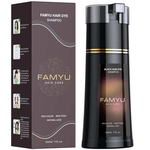 Famyu Chestnut Brown Hair Dye Shampoo,3 in 1 Hair Color for Gray Hair