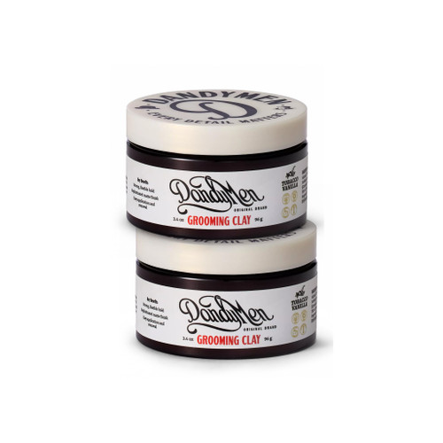 DandyMen Strong Hold Matte Hair Clay for Men – Natural Finish Styling Kaolin Clay – Firm Hold, No Shine – 3.4 oz, 2-Pack
