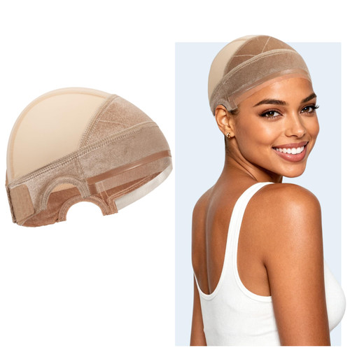 IsshinBeauty Wide Wig Grip Cap for Glueless Wigs: Ear Cutouts 2-in-1 Non Slip Wig Cap - Adjustable Breathable Cap for Secure and Comfortable Lace Front HD Wigs and Daily Glueless Styling (Light Brown)