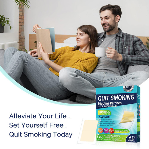 Quit Smoking Nicotine Patches, Step 1 2 3 Stop Smoking Aids Patches, (60pcs) Stop Smoking Aids that Work with 2 Weeks, Delivered Over 24 Hours Transdermal System, Anti Smoking Patches