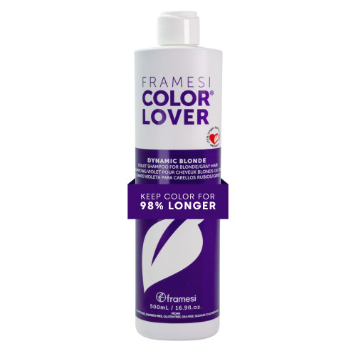 Framesi Color Lover Dynamic Blonde Violet Purple Shampoo - Deep Violet Neutralizing Shampoo for Blonde, Highlighted, Gray + White Hair - Sulfate-Free Moisturizing & Strengthening Shampoo (16.9 Fl Oz)