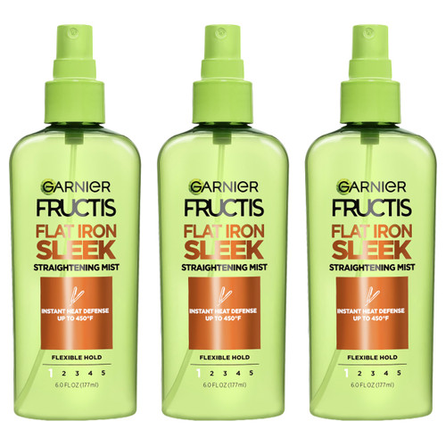 Garnier Fructis Style Flat Iron Perfector Straightening Mist for Heat Protection, Argan Oil, 6.0 Fl Oz, 3 Count (Packaging May Vary)