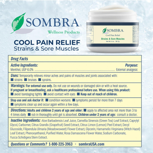 Sombra Original Cool Therapy Gel Cold Pain Relief for Swelling, Growing Pains, Soreness, Post-Workout, Vegan Formula Free of Artificial Fragrances, Dyes, NSAID, Wax, Petroleum, Alcohol - 32oz Pump