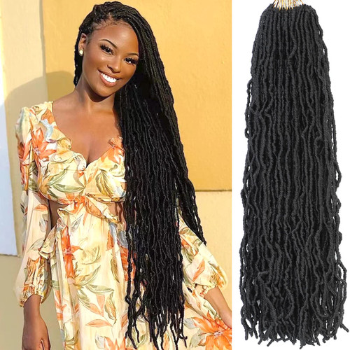 Alrence Faux Locs Crochet Hair 30 Inch 7 Packs Soft Locs Natural Black 1B#