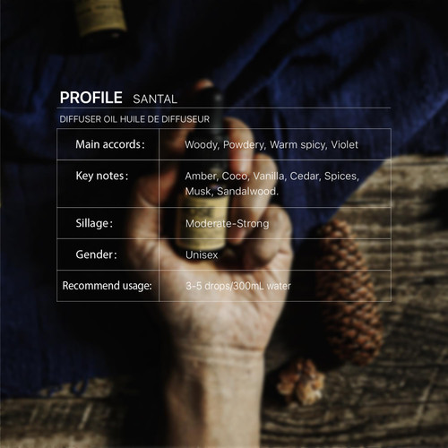 sesneslabs Santal Diffuser Oil, Niche Scent, Luxury Amber Coco Vanilla Cedar Sandalwood Musk Essential Oils Blend for Ultrasonic Diffuser Scent Projects(4 oz/118 ml)