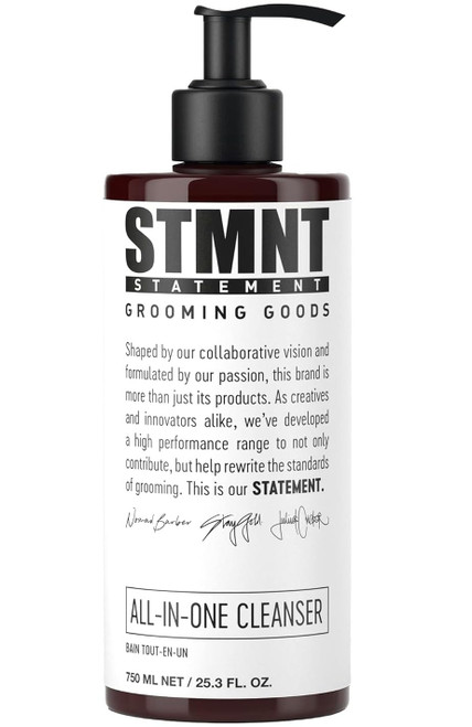 STMNT Grooming Goods All-In-One Daily Cleanser, 25.3 oz | SLS/SLES Sulfates Free | Extra Caring Formula w/ Activated Charcoal & Menthol