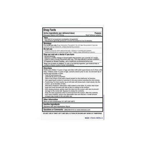 Enemeez Constipation Relief for Adults 0.84 Fl Oz, Docusate Sodium Mini Enema for Effective Constipation Relief, Docusate Formula, 2 Boxes of 6 Each, 12 Total enemas